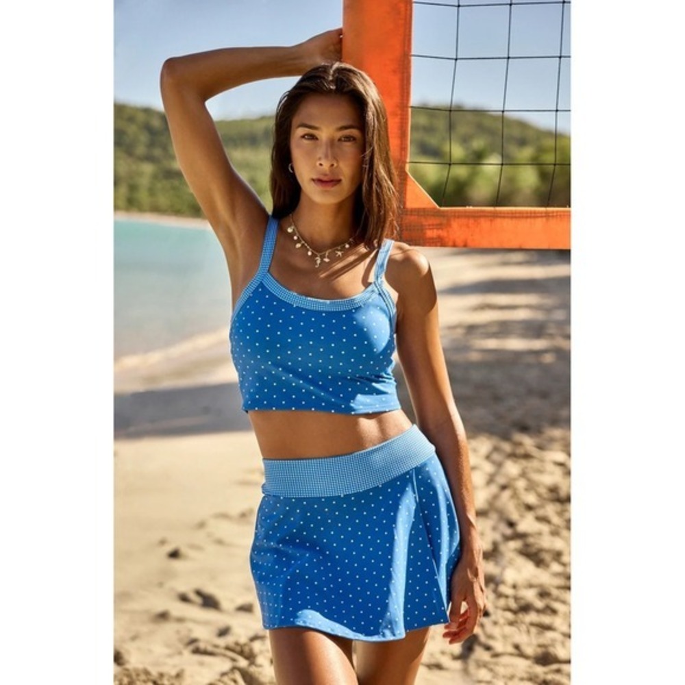 AS Revival Palace Blue Polka Dot Gingham Active Top Size XL